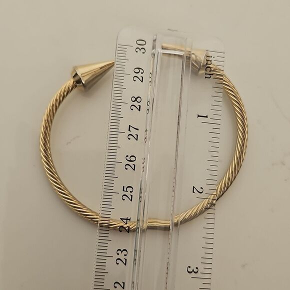 Gold Twisted Open Cuff Bracelet - Picture 4 of 16